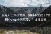 业内人士深夜发声：猛料不是我干的！糖心vlog全网疯传，引爆社交圈