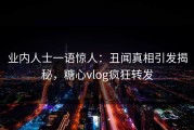 业内人士一语惊人：丑闻真相引发揭秘，糖心vlog疯狂转发