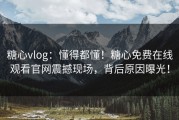糖心vlog：懂得都懂！糖心免费在线观看官网震撼现场，背后原因曝光！
