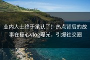 业内人士终于承认了！热点背后的故事在糖心vlog曝光，引爆社交圈
