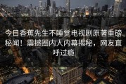 今日香蕉先生不睡觉电视剧原著重磅秘闻!震撼圈内人内幕揭秘,网友直呼过瘾