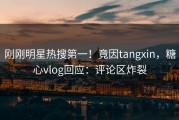 刚刚明星热搜第一！竟因tangxin，糖心vlog回应：评论区炸裂