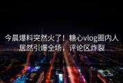今晨爆料突然火了！糖心vlog圈内人居然引爆全场，评论区炸裂