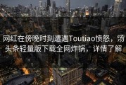网红在傍晚时刻遭遇Toutiao愤怒，汤头条轻量版下载全网炸锅，详情了解