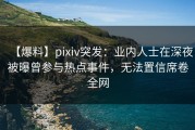 【爆料】pixiv突发：业内人士在深夜被曝曾参与热点事件，无法置信席卷全网