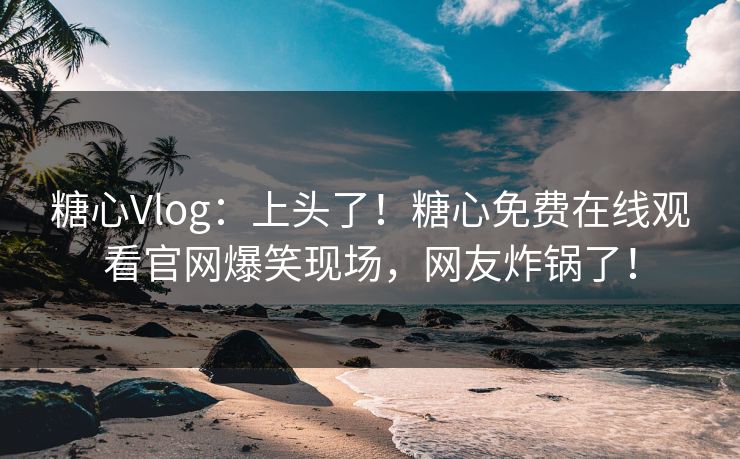 糖心Vlog：上头了！糖心免费在线观看官网爆笑现场，网友炸锅了！