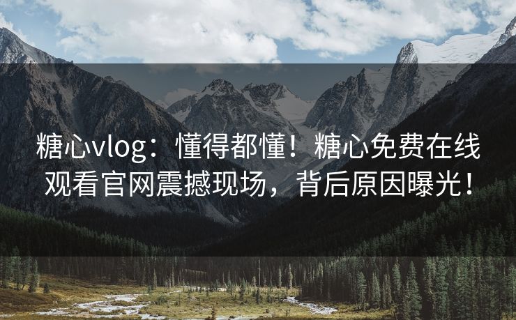 糖心vlog：懂得都懂！糖心免费在线观看官网震撼现场，背后原因曝光！