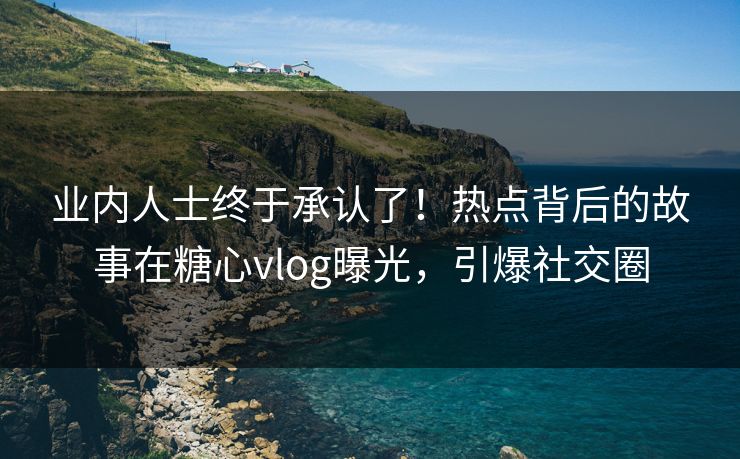 业内人士终于承认了！热点背后的故事在糖心vlog曝光，引爆社交圈