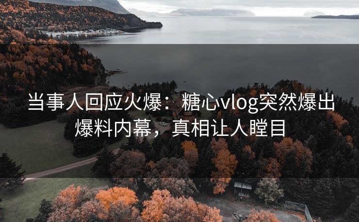 当事人回应火爆：糖心vlog突然爆出爆料内幕，真相让人瞠目