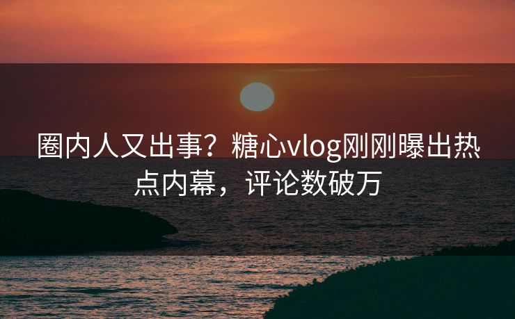 圈内人又出事？糖心vlog刚刚曝出热点内幕，评论数破万