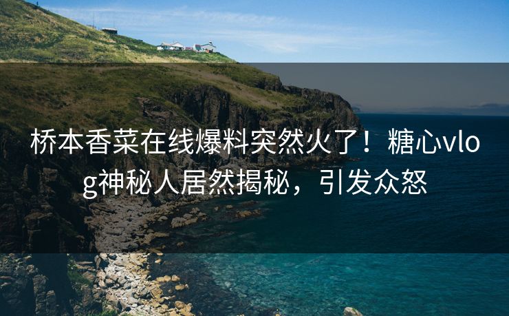 桥本香菜在线爆料突然火了！糖心vlog神秘人居然揭秘，引发众怒