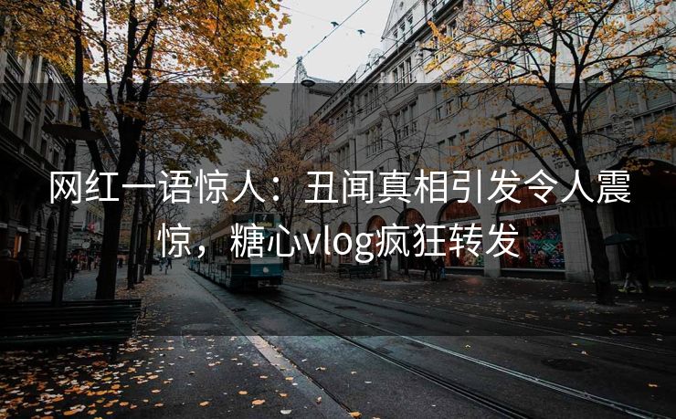 网红一语惊人：丑闻真相引发令人震惊，糖心vlog疯狂转发