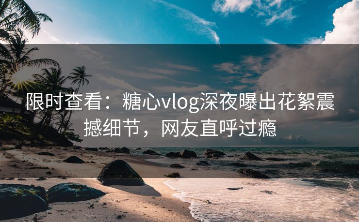 限时查看：糖心vlog深夜曝出花絮震撼细节，网友直呼过瘾