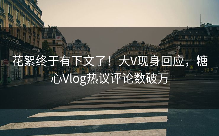 花絮终于有下文了！大V现身回应，糖心Vlog热议评论数破万