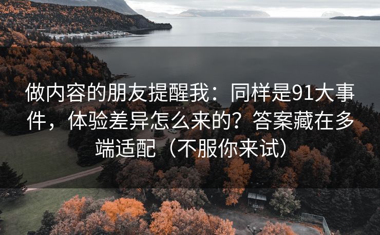 做内容的朋友提醒我：同样是91大事件，体验差异怎么来的？答案藏在多端适配（不服你来试）