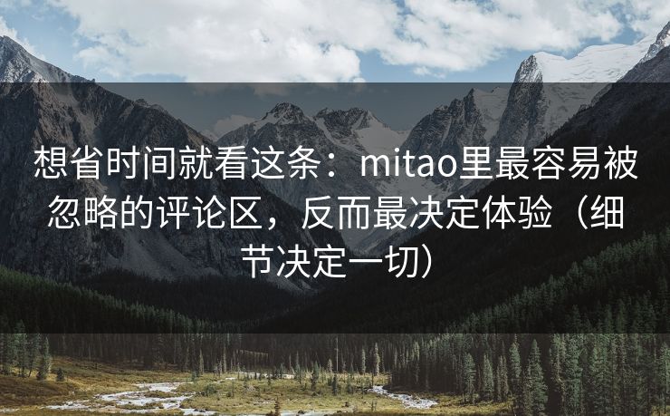 想省时间就看这条：mitao里最容易被忽略的评论区，反而最决定体验（细节决定一切）
